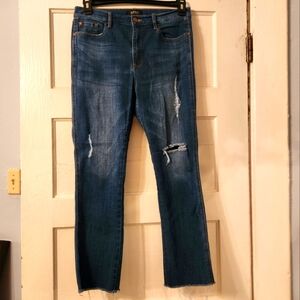 Buffalo Style Ivy Crop, High-Rise Stretch Distressed Blue Denim Jeans Sz 30 EUC